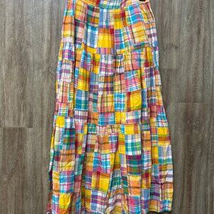 Staud Multicolor Patchwork Madras Maxi Skirt